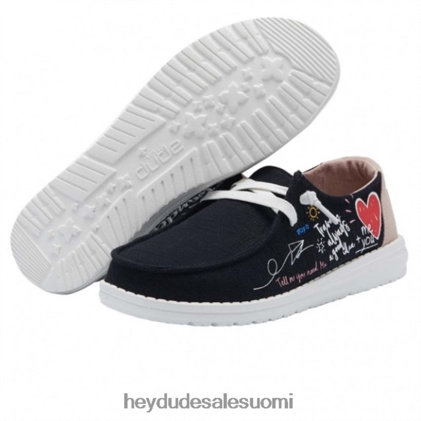 Hey Dude naiset heydude wendy chambray doodle musta TV84461